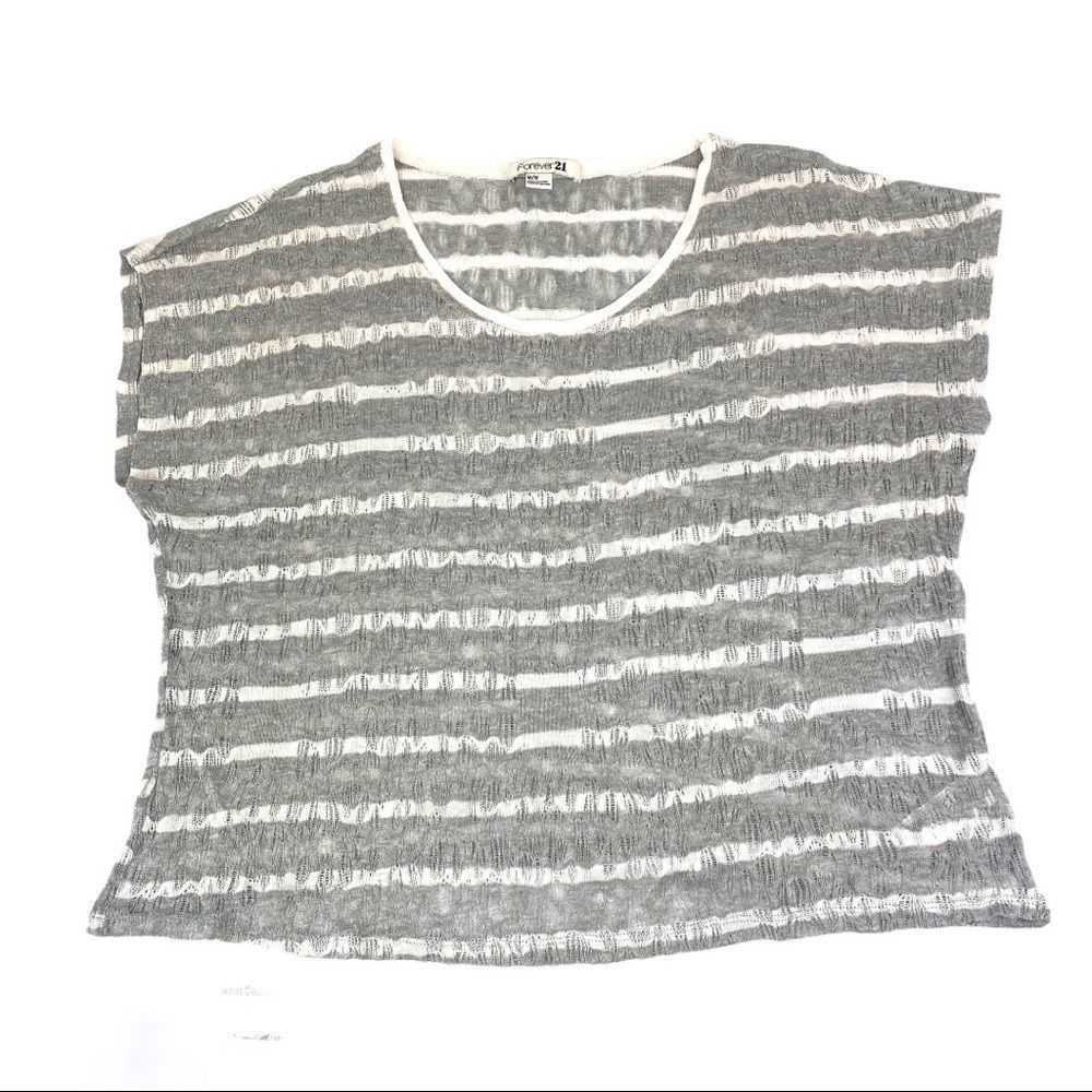 Forever 21 grey and white pointelle knit -M - Picture 11 of 11